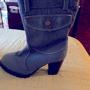 Denim Boots. Sz 39 (8 1/2).